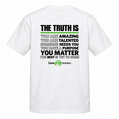 White Tee with Green Zana Logo