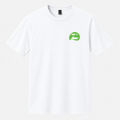 White Tee with Green Zana Logo